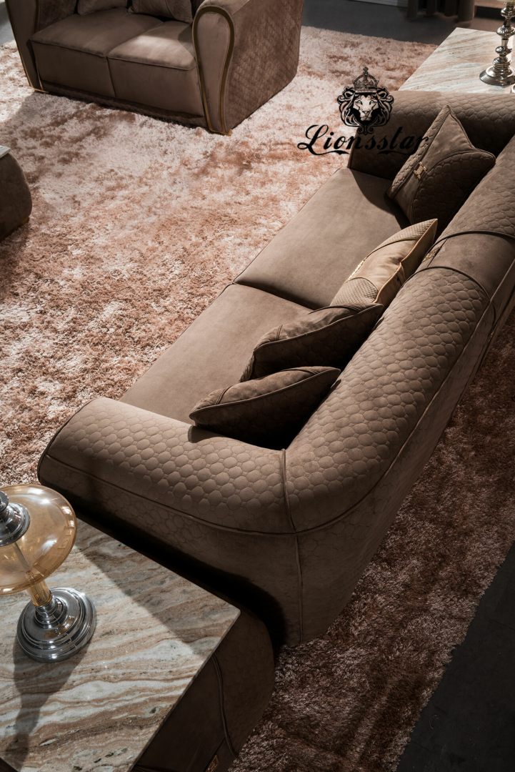 Edel Luxus Sofa Set Polo Sports braun