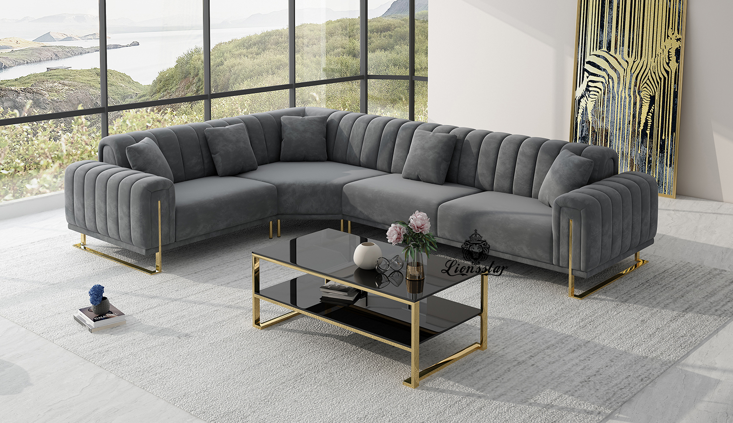 Designer Luxus Wohnlandschaft Wings High Leg L Form Designer Luxus Wohnlandschaft Wings High Leg L Form