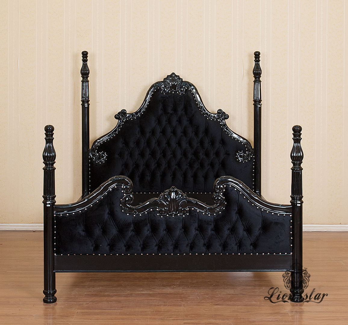 Bett Barockstil Schwarz