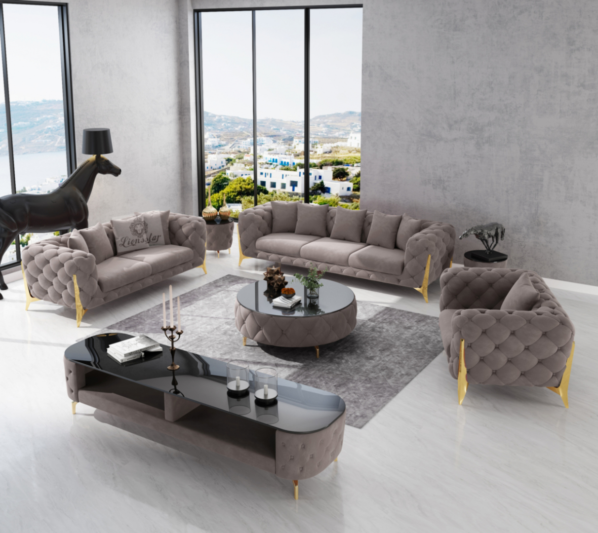 Luxus Design Sofa Set Clouds High Leg