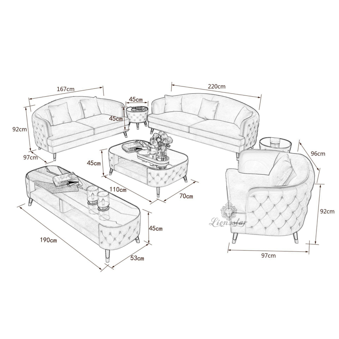 Elegantes Design Sofa-Set Aura  V-Leg