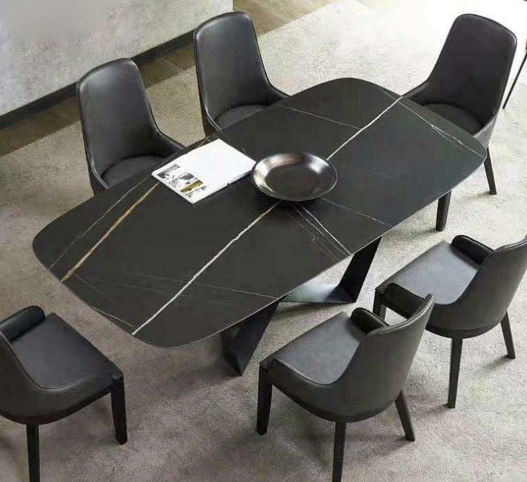 Luxus Designer Esstisch Black Steel