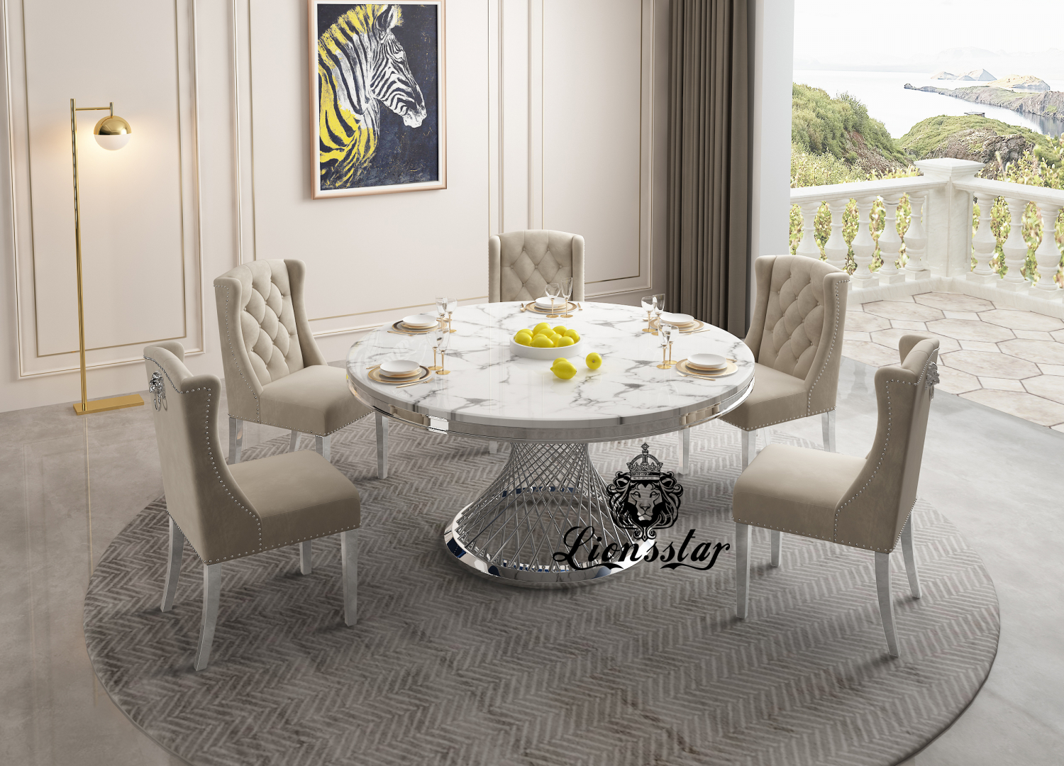 Designer Esstisch Set Silver Spirit Designer Esstisch Set Silver Spirit