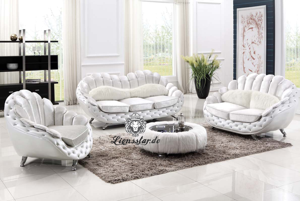 Luxus Couchgarnitur extravagant in weiß
