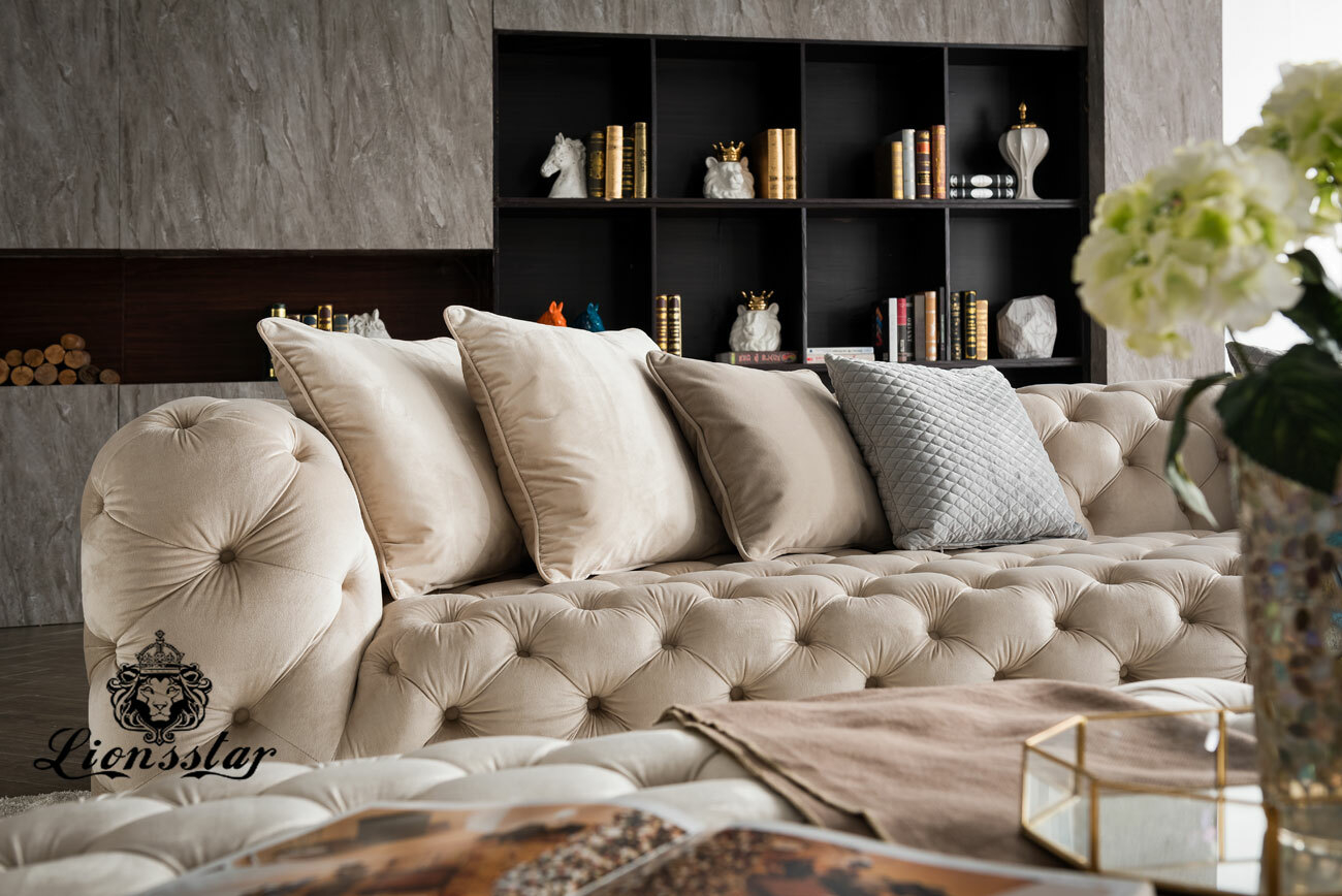 Designer Wohnlandschaft Modern Chesterfield Hell