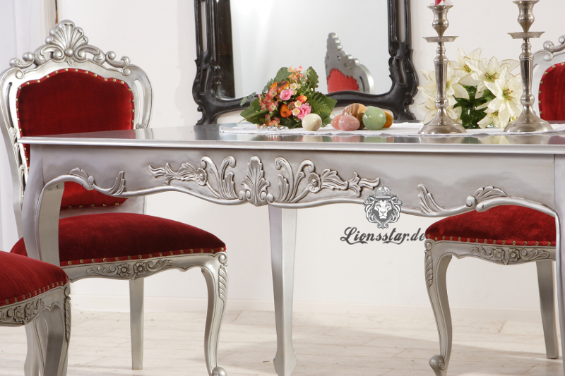 Luxus Esstisch Barock Venezia Silber