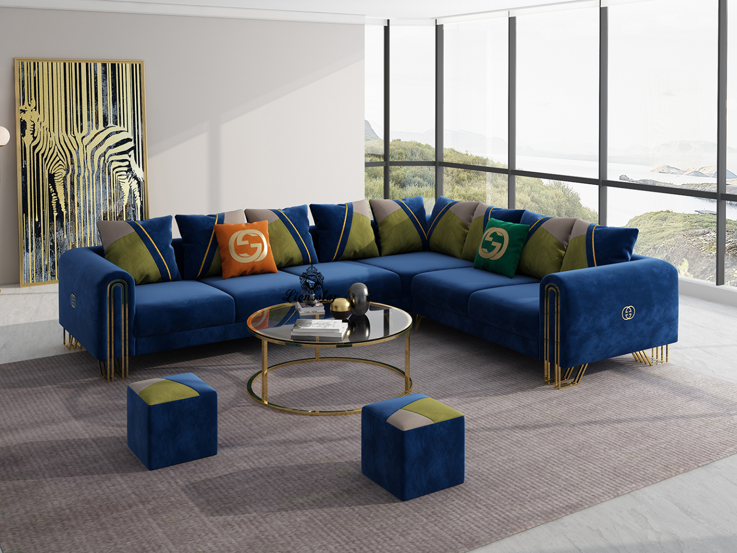 Luxus Designer Wohnlandschaft L-Form Loft-Stil Honey