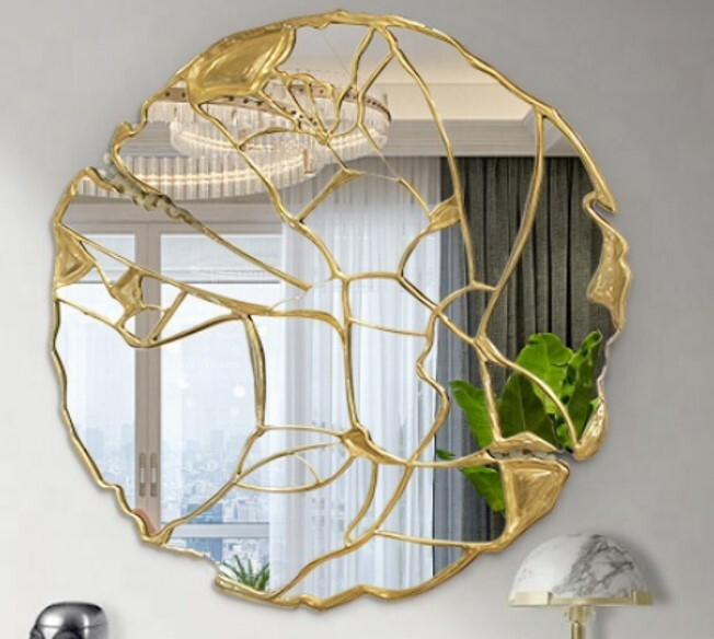 Designer Wandspiegel Facette Illusion Gold 