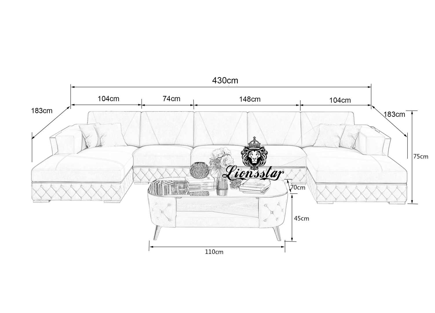 Designer Sofa Loft Style U Form 