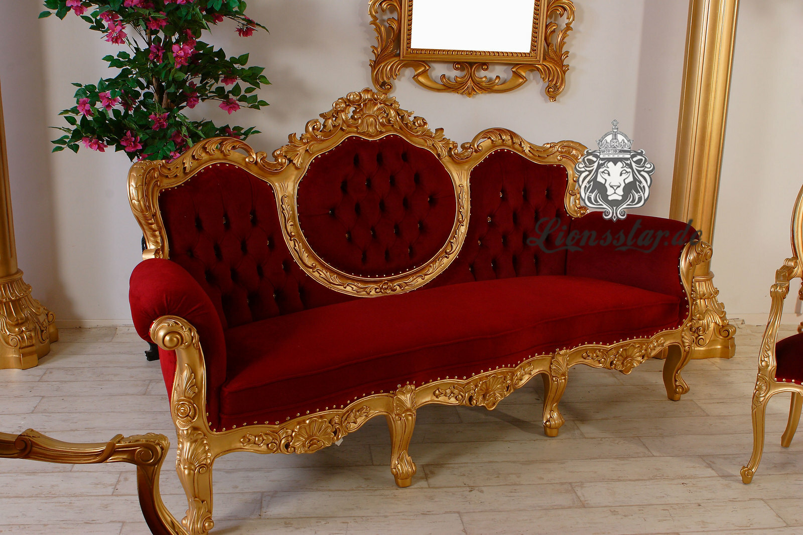 Sofa Recamiere Rococo Gold-Rot