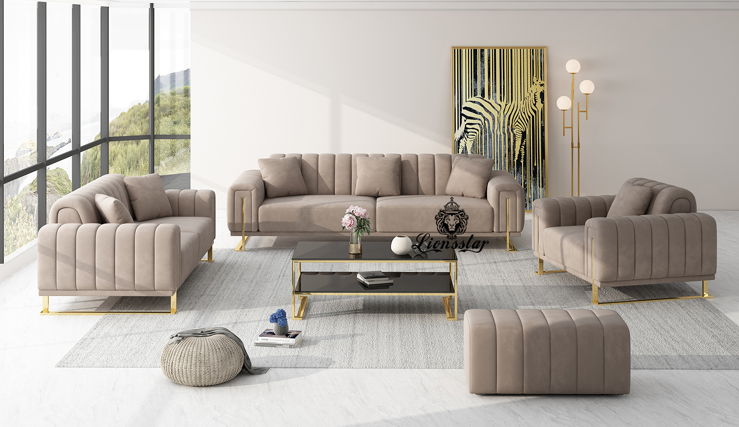  Luxus Designer Sofa Loft Style Stripes