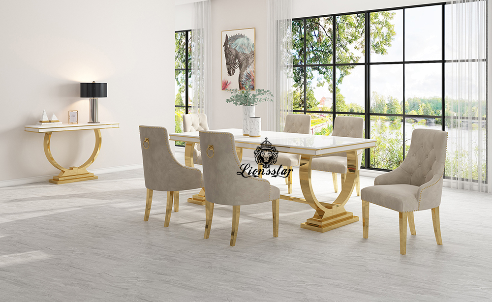 Luxus Esstisch Set Loft Design Gold