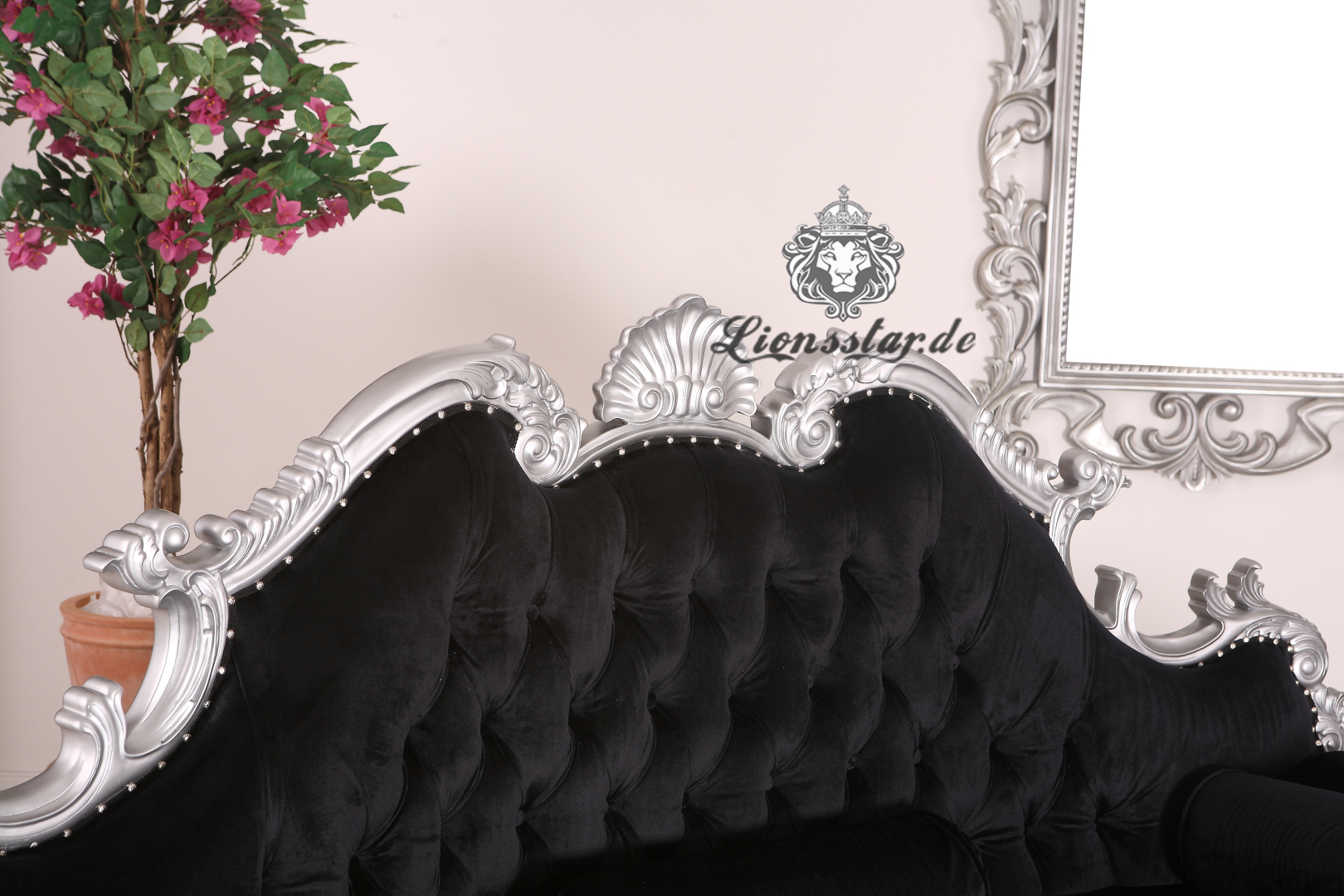 Barocksofa Silber Schwarz 