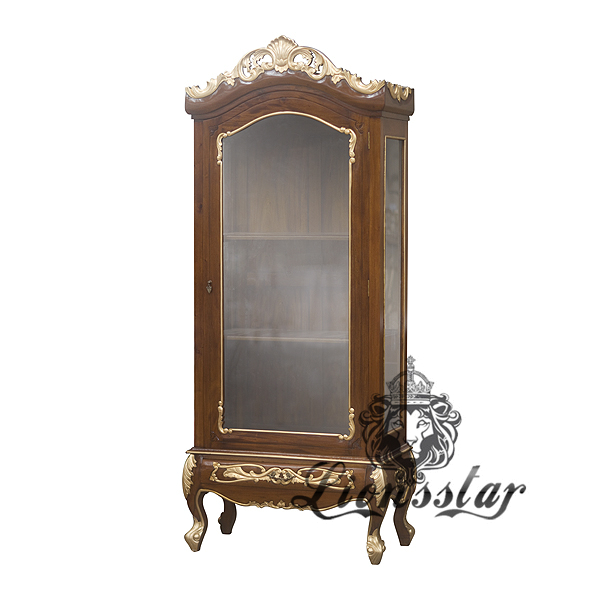 Massivholz Vitrine Braun Gold