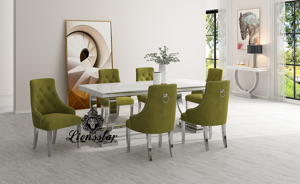 Luxus Esstisch Set Loft Design Silver