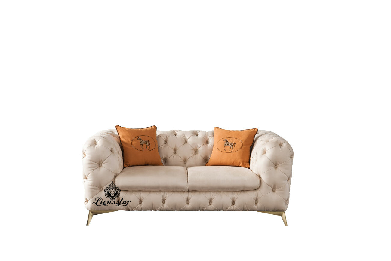 Elegantes Designer Sofaset Creme Weiß