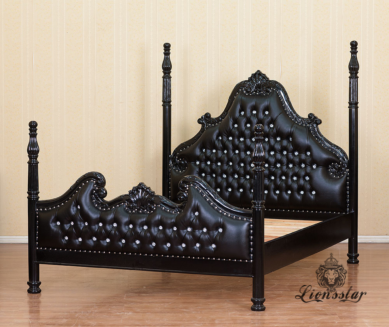 Barockbett Schwarz Strass