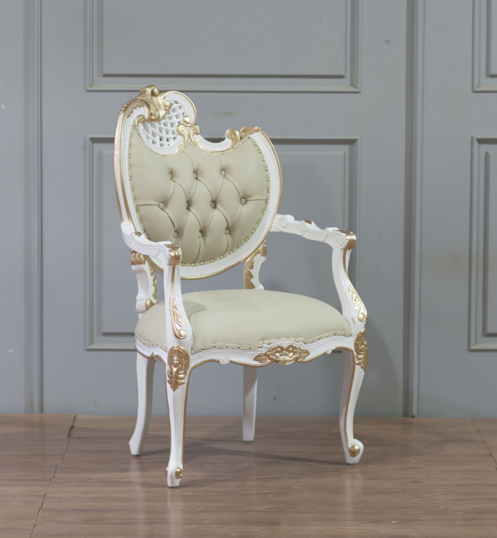 Luxus Stuhl Weiß Gold