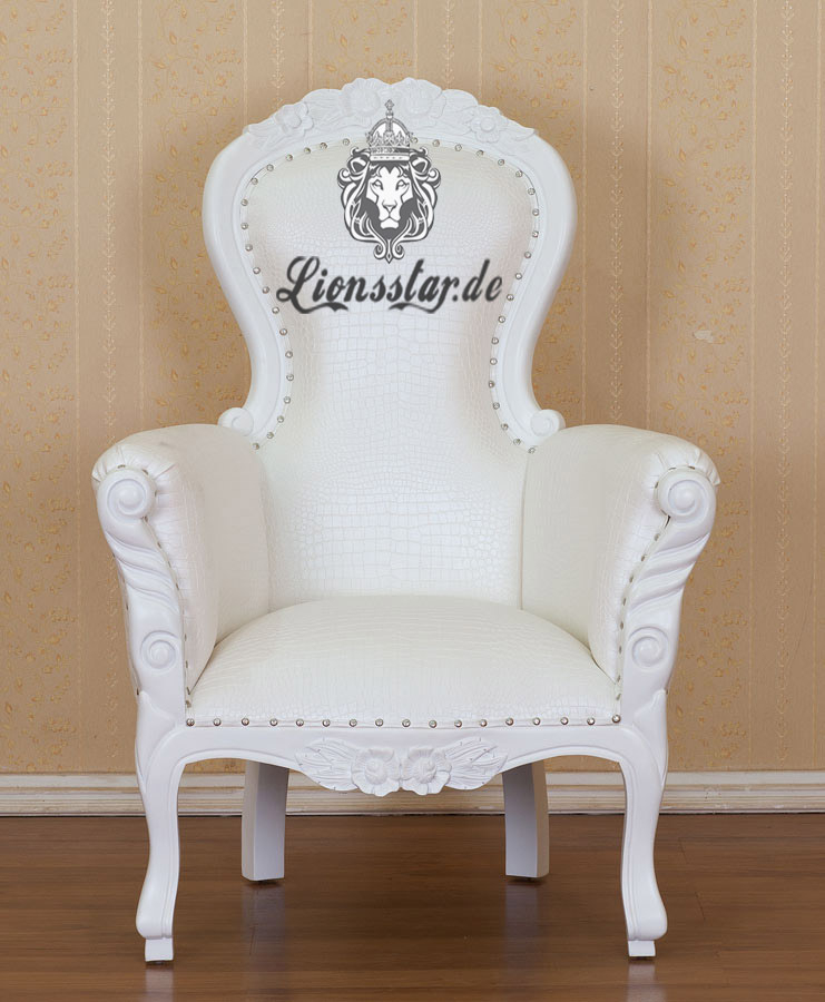 Grandfather Chair Weiß Antik