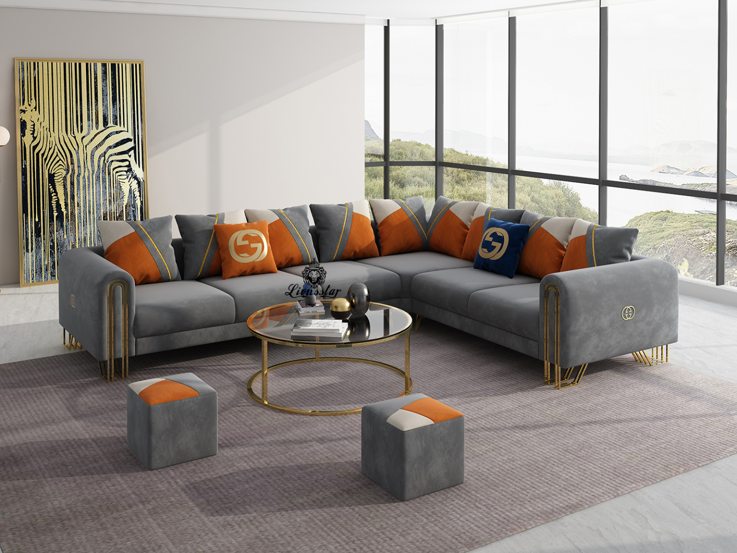 Luxus Designer Wohnlandschaft L-Form Loft-Stil Honey