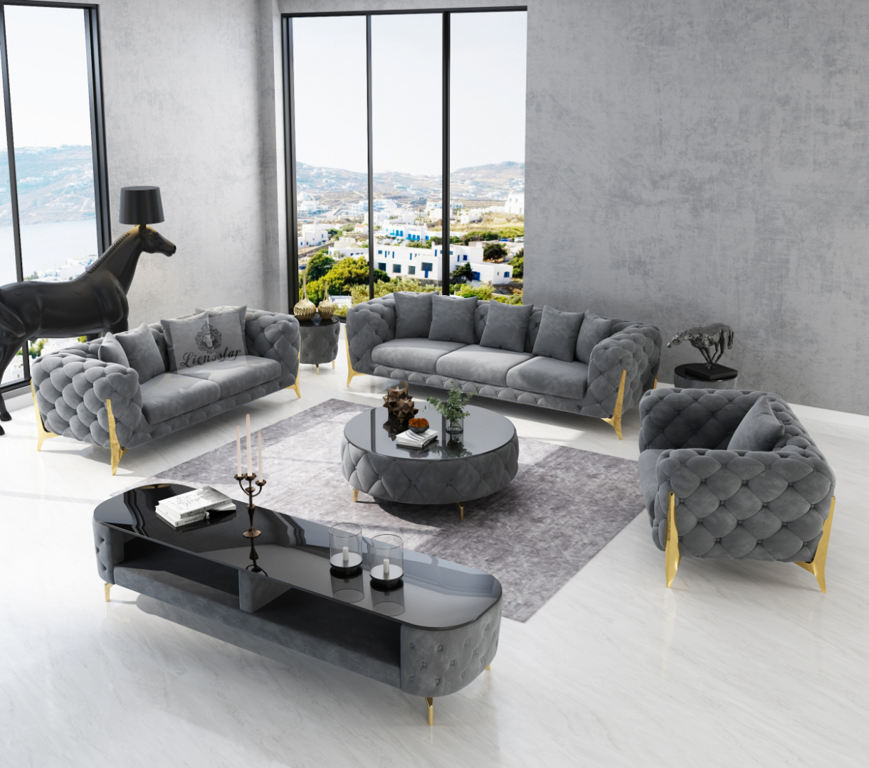 Luxus Design Sofa Set Clouds High Leg