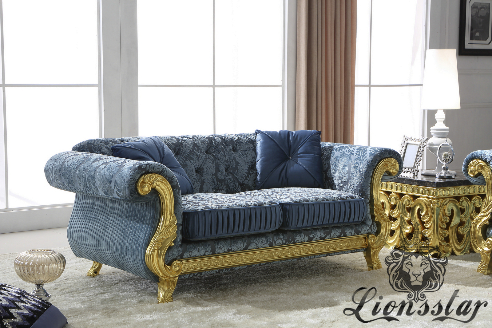 Polstersofa Barock Blau