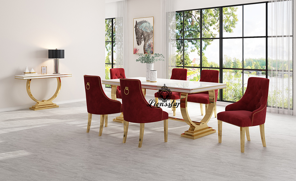 Luxus Esstisch Set Loft Design Gold Luxus Esstisch Set Loft Design Gold