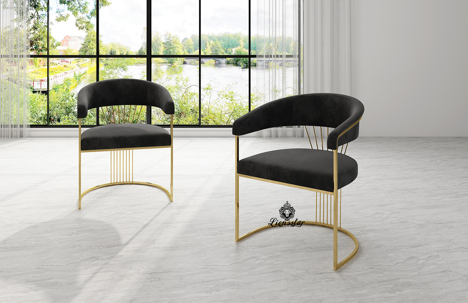Luxus Stuhl Edel Metall Design Stripes
