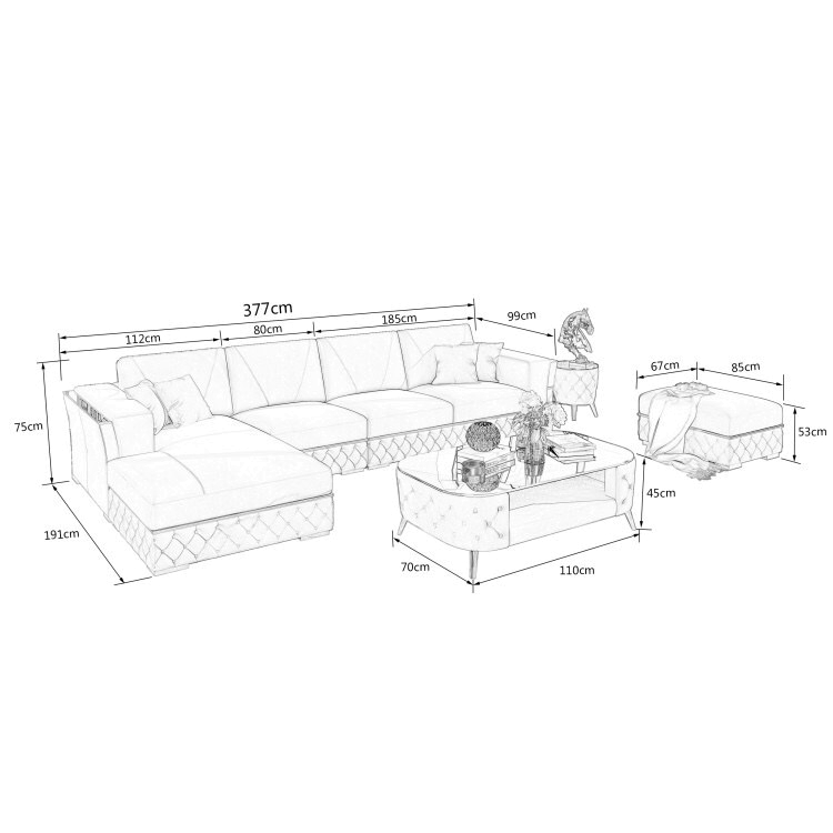 Designer Sofa Loft Style L Form 