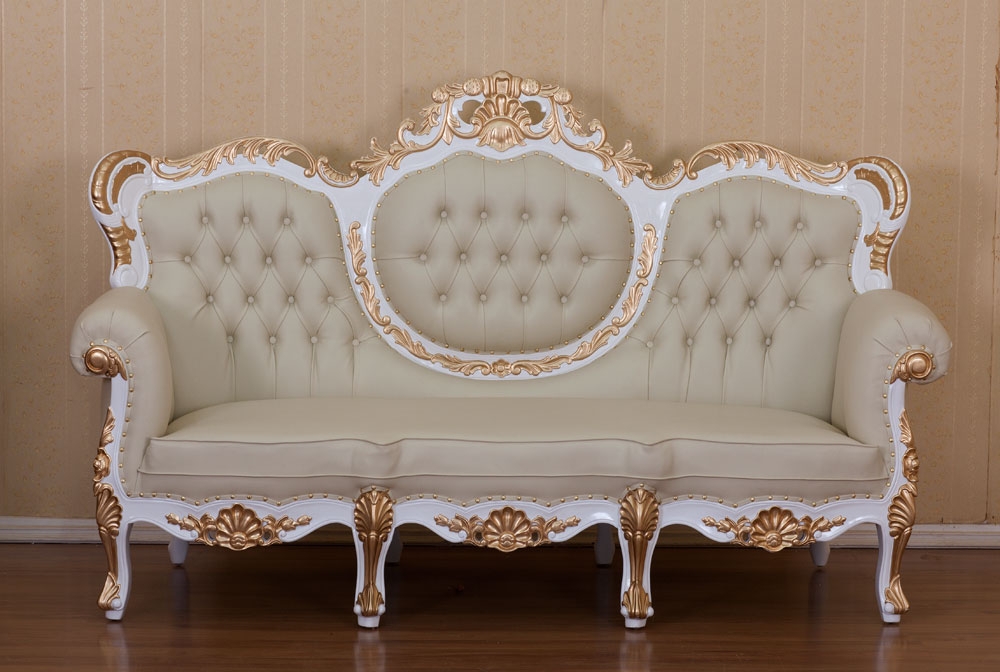 Ledersofa Barock Weiß Gold Ledersofa Barock Weiß Gold