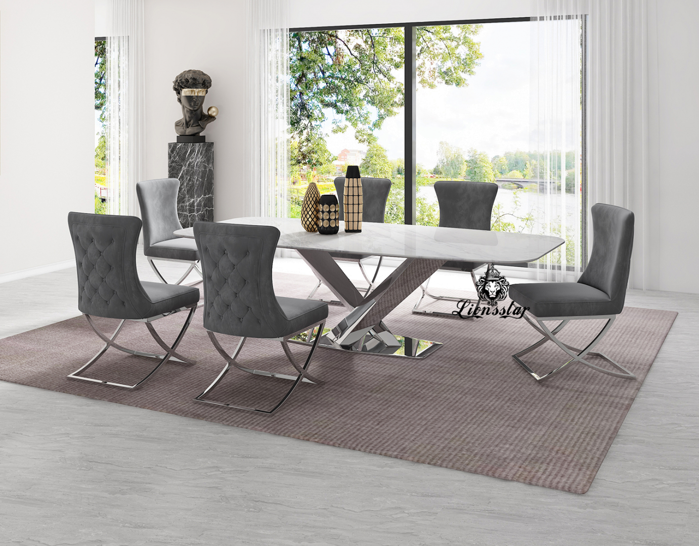 Luxus Designer Esstisch Bridge Silver