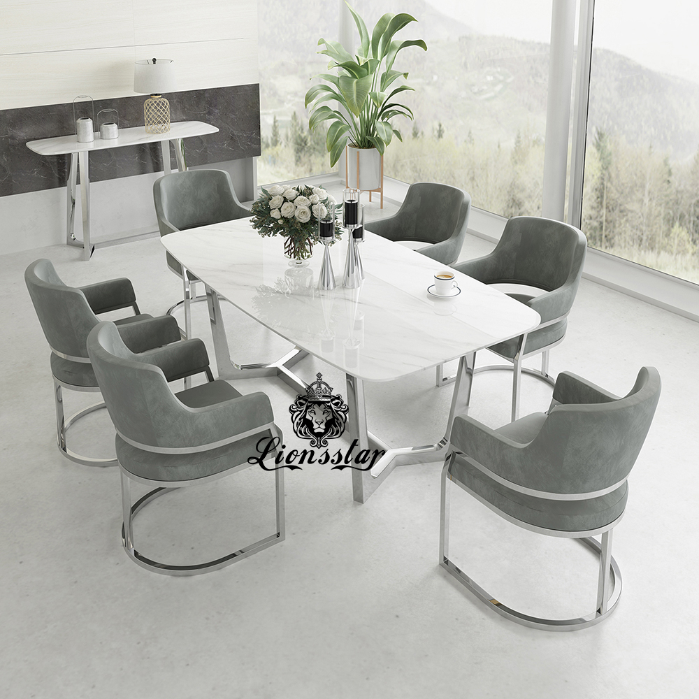 Luxus Esstisch Set Brandon Edel Metall Design