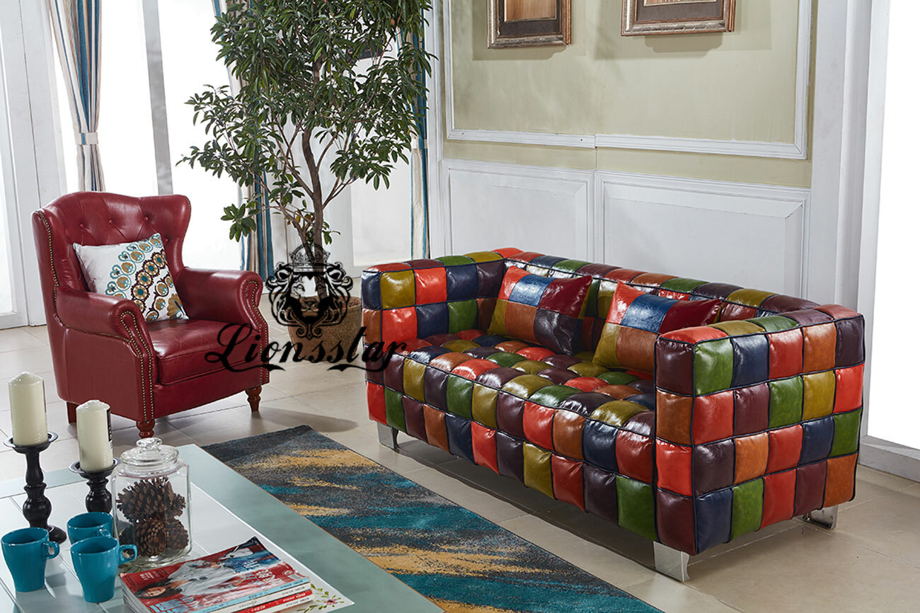 Designer Sofa Set Patchwork Grün