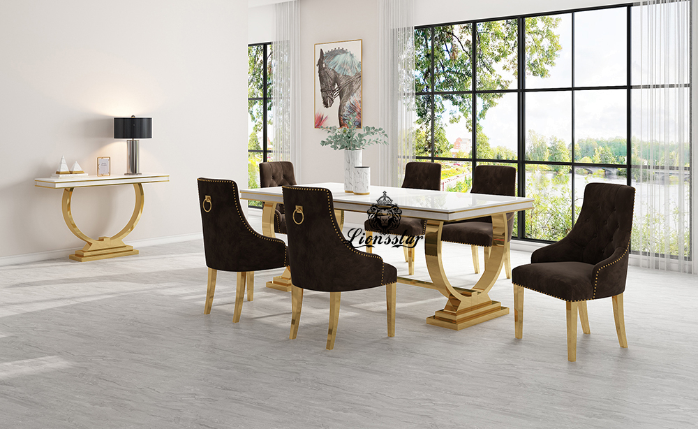 Luxus Esstisch Set Loft Design Gold Luxus Esstisch Set Loft Design Gold