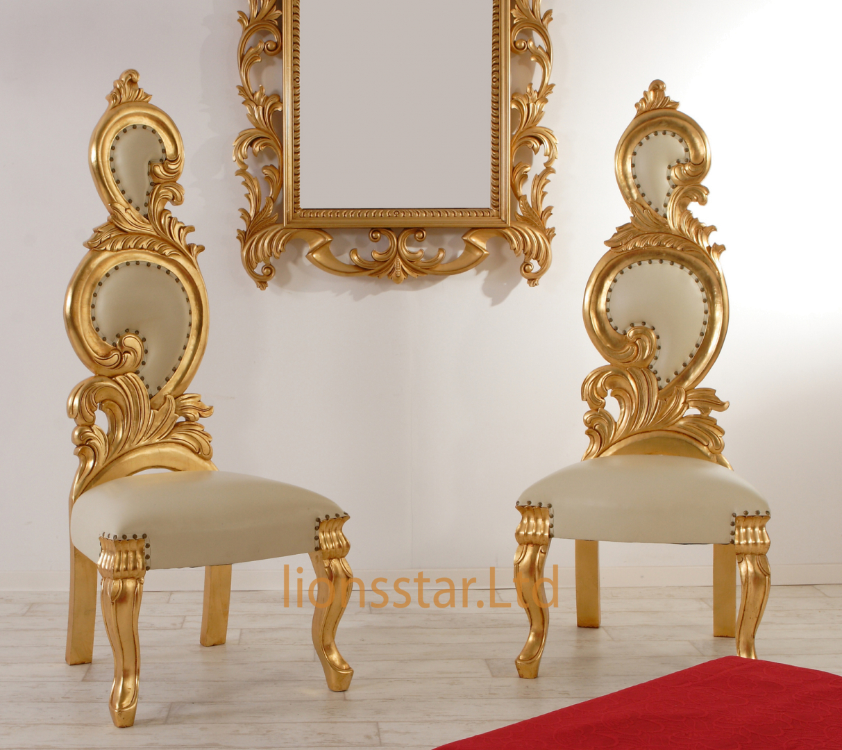 Luxus Stuhl Barock Mahagoni Gold Rose