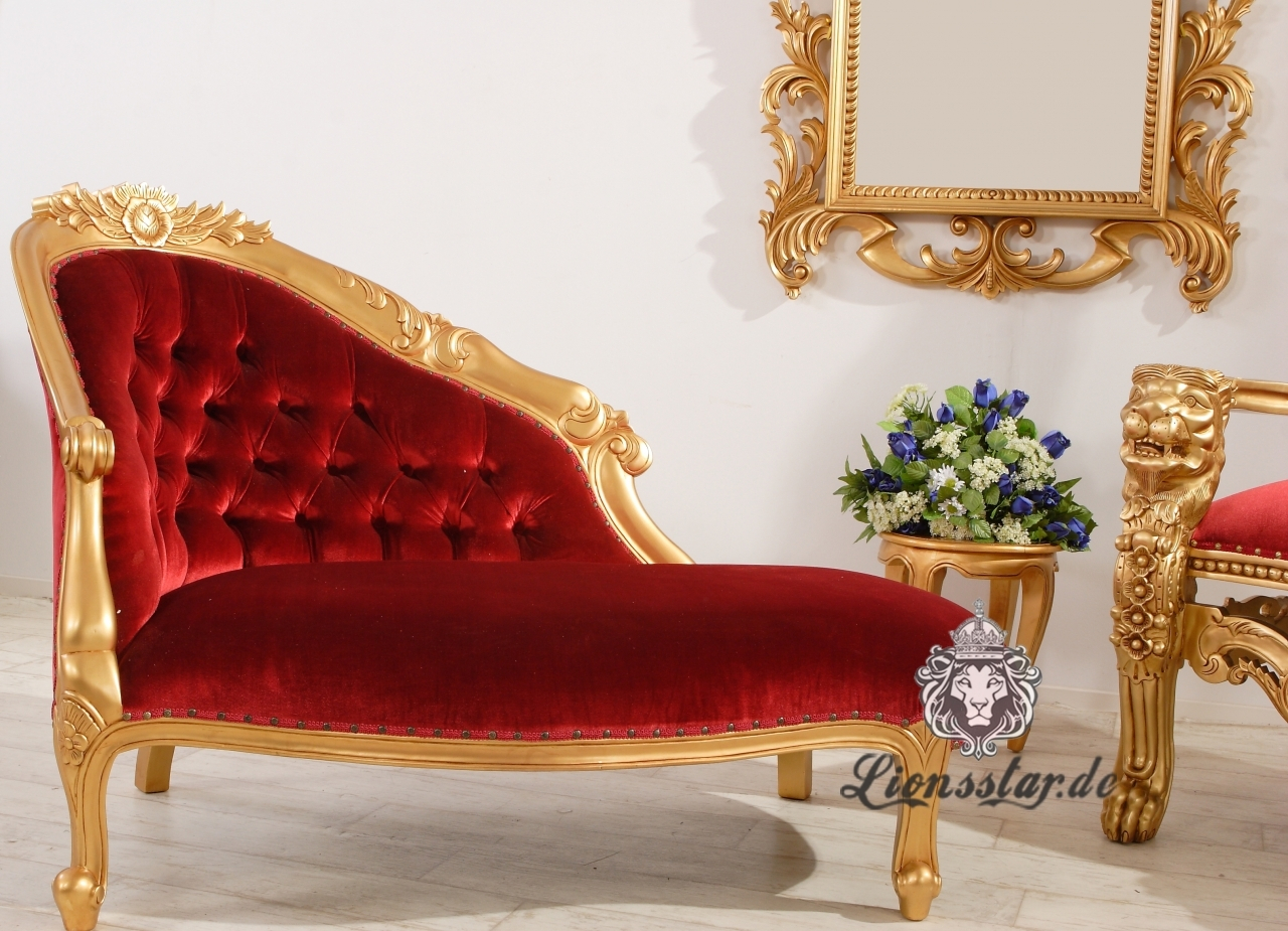 Luxus Recamiere Rococo Gold-Rot