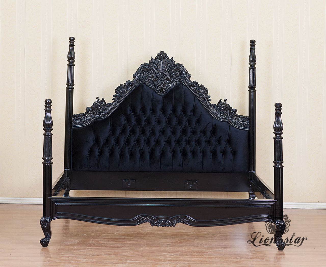 Bett Barockstil Schwarz