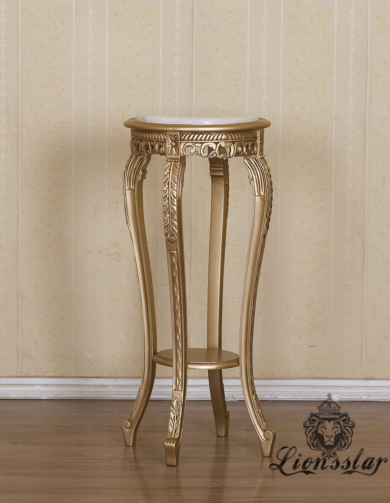 Blumensäule Pedestal-Säule-Gold-Weiß-Marmor Blumensäule Pedestal-Säule-Gold-Weiß-Marmor