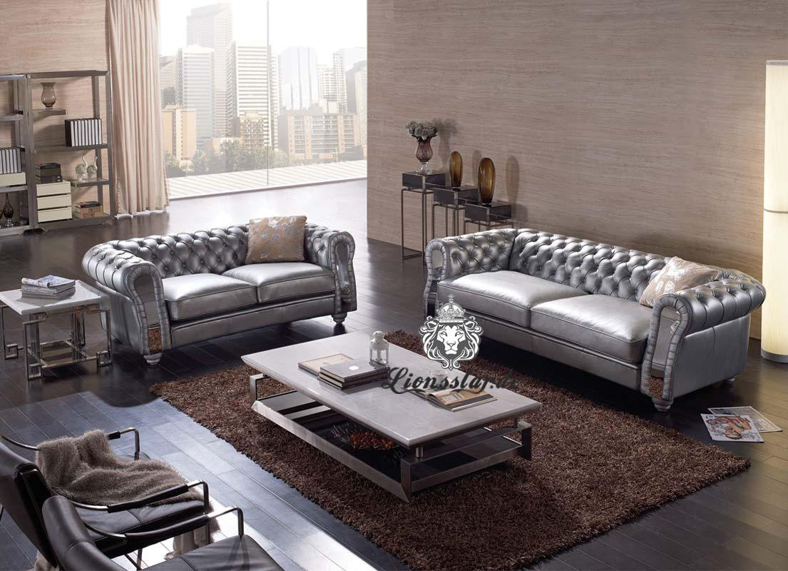 Leder Sofa Grau