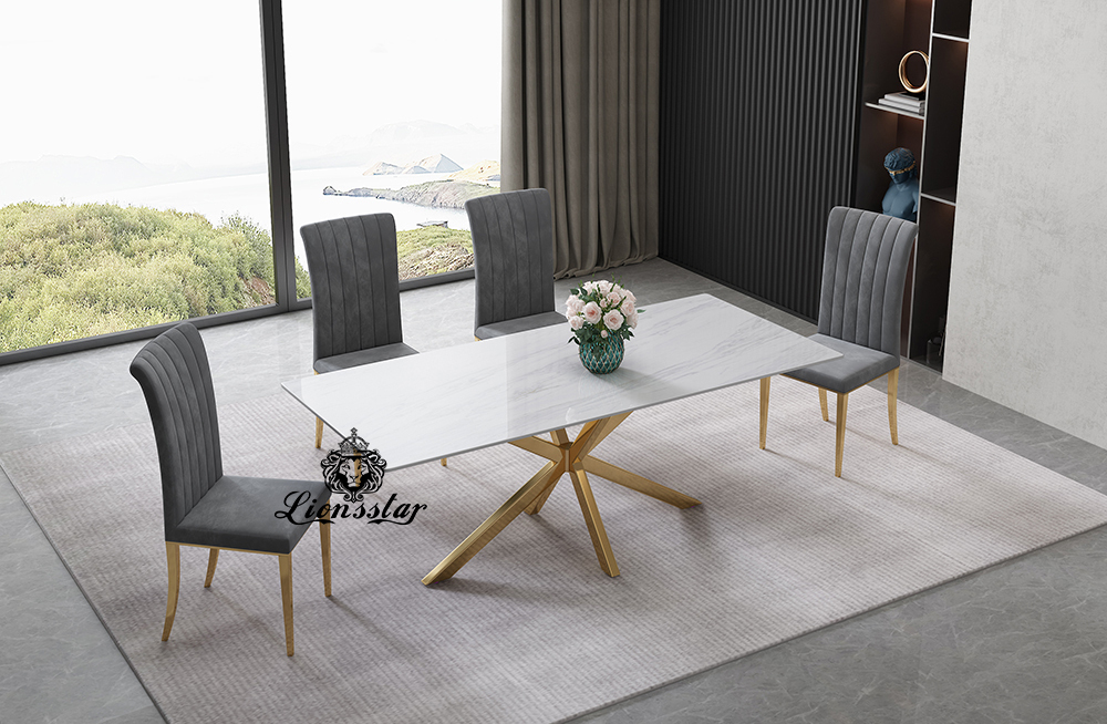 Luxus Esstisch Stripe Design Golden Luxus Esstisch Stripe Design Golden