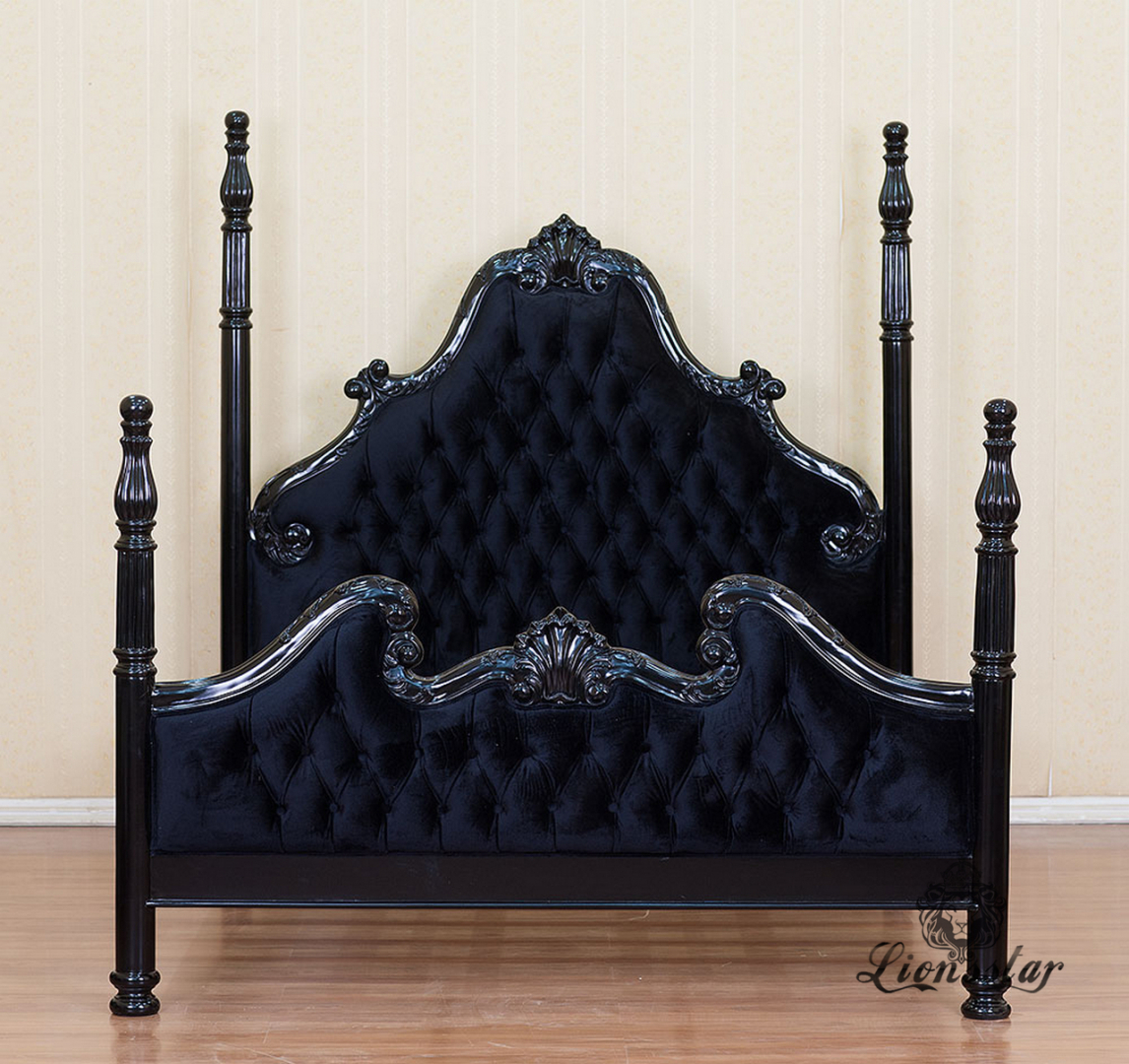 Bett Barockstil Schwarz