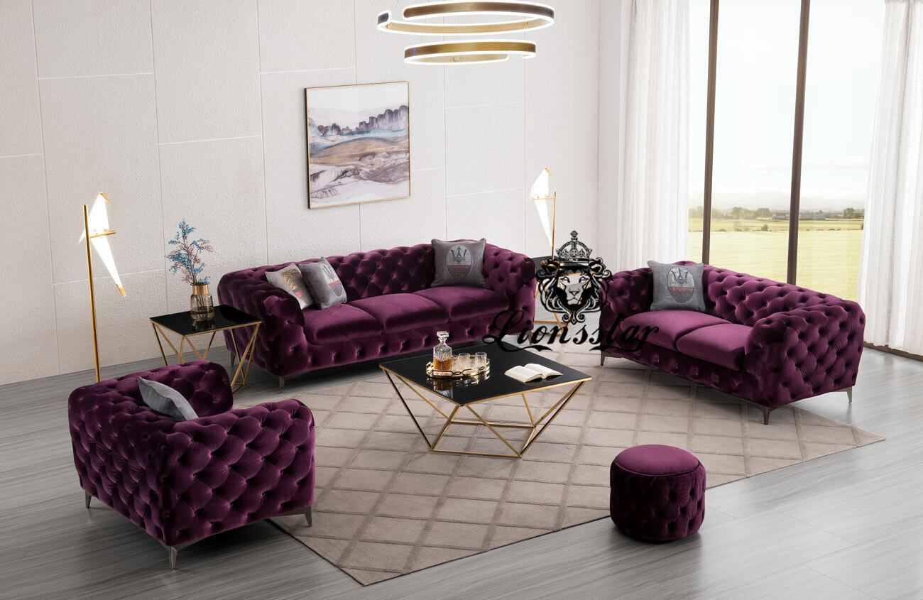 Designer Luxus Sofa Set purpur