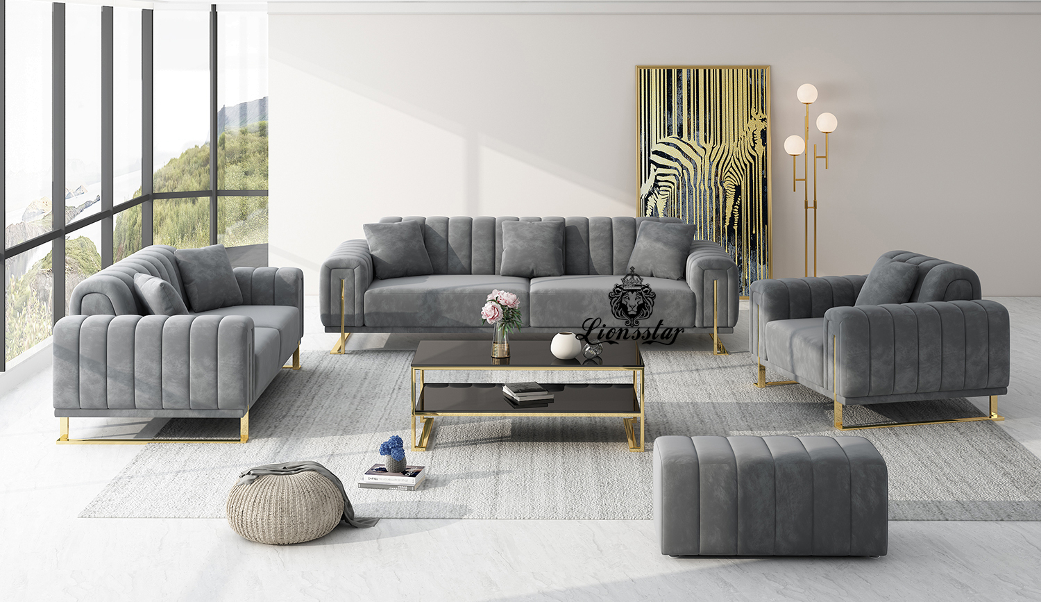  Luxus Designer Sofa Loft Style Stripes