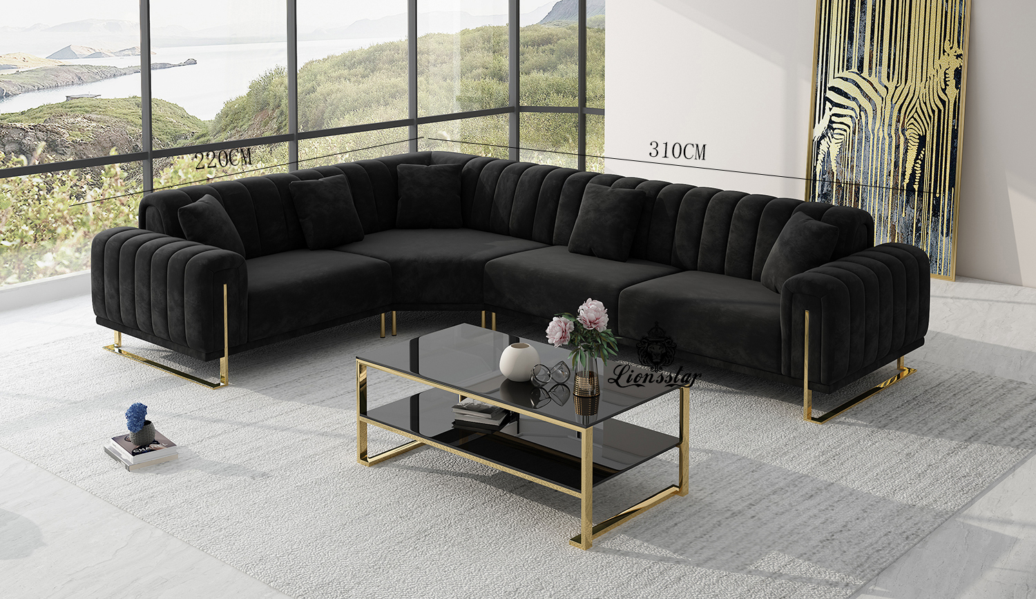 Designer Luxus Wohnlandschaft Wings High Leg L Form Designer Luxus Wohnlandschaft Wings High Leg L Form