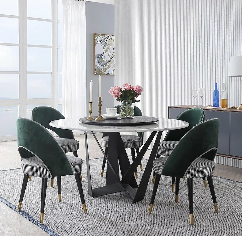 Luxus Designer Esstisch White Steel Rund