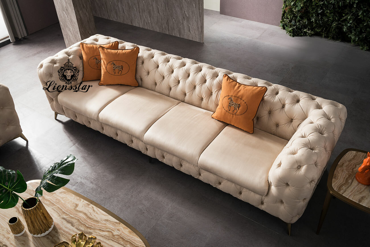 Elegantes Designer Sofaset Creme Weiß