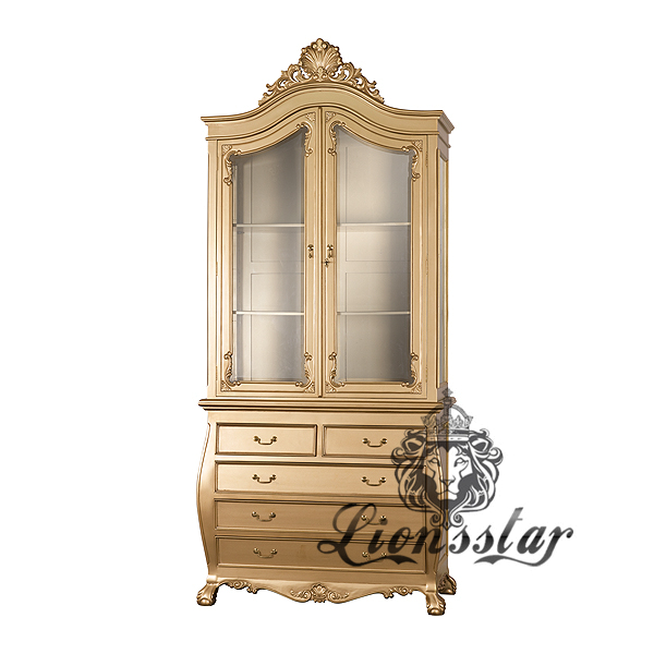 Massivholz Vitrine Gold