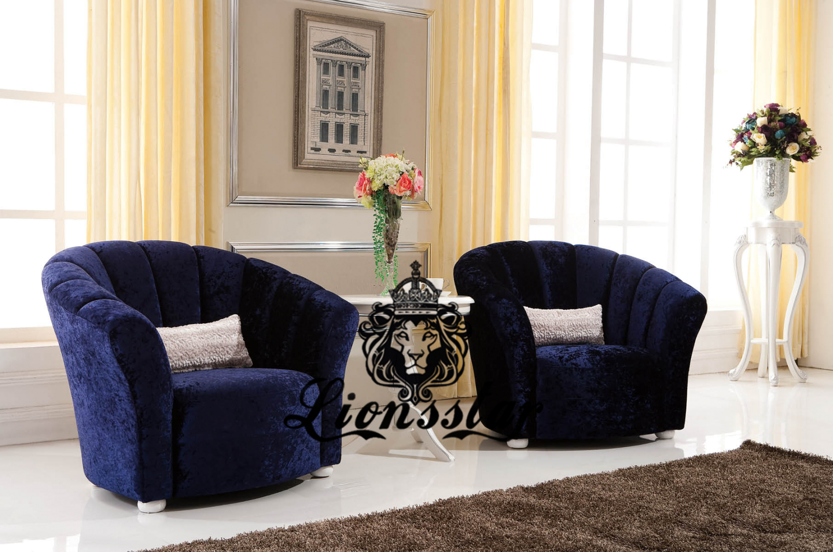 Luxus Bett Samtstoff Blau