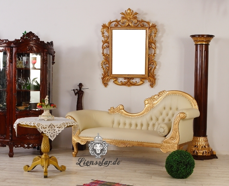 Luxus Sofa Recamiere Rococo Gold Creme 