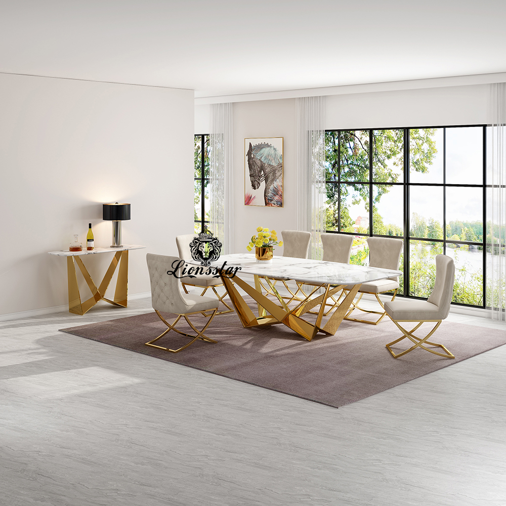 Luxus Designer Esstisch Set Abstract Gold | Lionsstar GmbH
